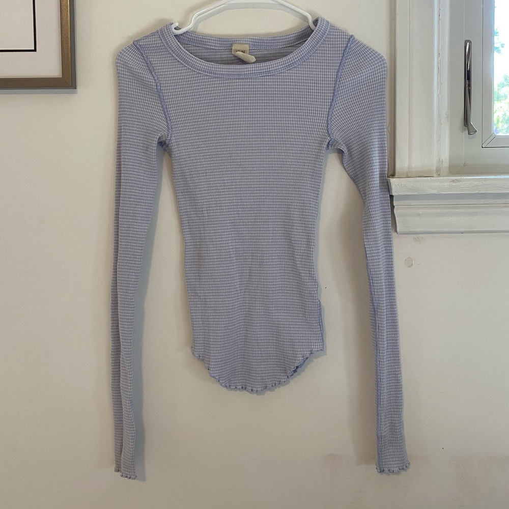 Free People Waffle Knit Ribbed Thermal Long Sleeve